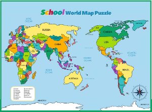 세계지도 퍼즐 스쿨 월드맵[지도모양]